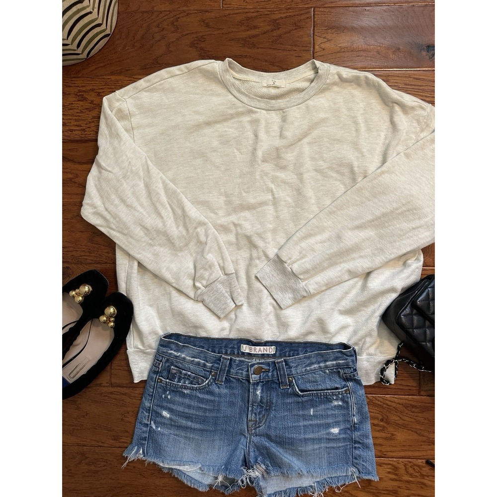 Anthropologie tla Sweatshirt Womens Medium Heather Grey Crewneck Made in USA